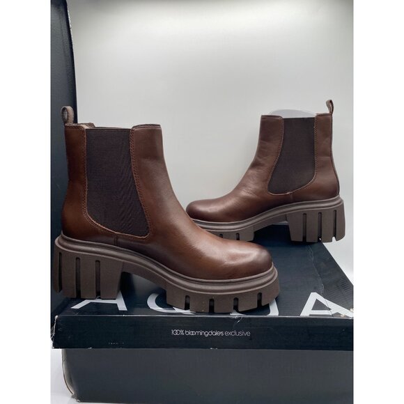 Aqua Women's Brown Sante Lug Sole Chelsea Round toe Boots Size 10 NIB - Picture 2 of 4